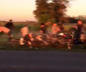  Teen Bikers Crash On Camera During Bizarre Stunt Race, With One Of Them Ploughing Into The Crowd